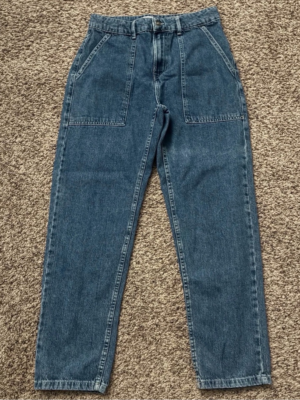Zara Straight Leg Patch Pocket Jeans